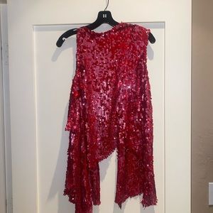 Magda Butrym Sequin Embellished One Shoulder RED TOP